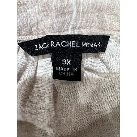 NWT ZAC & RACHEL Women Plus Size Split Neck Short Sleeve Linen Blend Blouse 3X - Picture 6 of 9